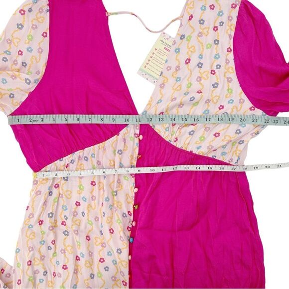 Julyliebe Pink White Floral Long Sleeve Ruffle Sleeve Dress Size NWT XXL - Picture 11 of 14